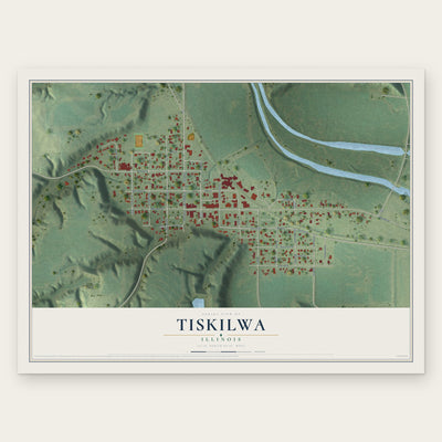 Tiskilwa, Illinois map print, the full design