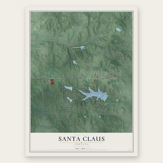 Santa Claus, Indiana map print, the full design