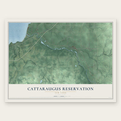Cattaraugus Reservation, New York map print, the full design