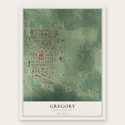 Gregory, South Dakota map print, the full design
