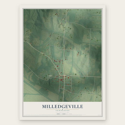Milledgeville, Tennessee map print, the full design