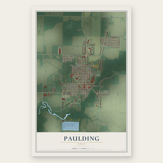 Paulding, Ohio map print, the full design