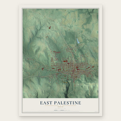 East Palestine, Ohio map print, the full design