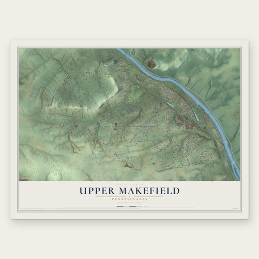 Upper Makefield, Pennsylvania map print, the full design