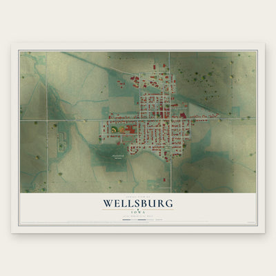 Wellsburg, Iowa map print, the full design
