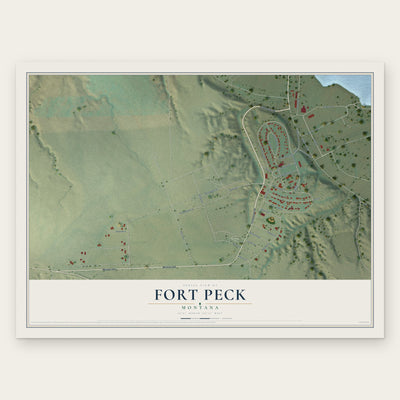 Fort Peck, Montana map print, the full design