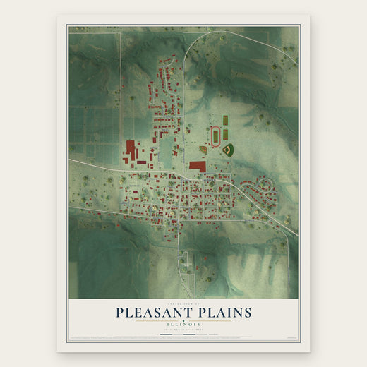 Pleasant Plains, Illinois map print, the full design