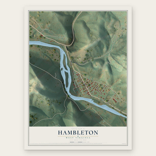 Hambleton, West Virginia map print, the full design