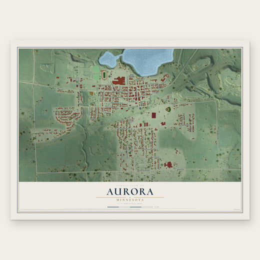 Aurora, Minnesota map print, the full design
