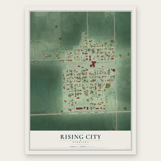 Rising City, Nebraska map print, the full design