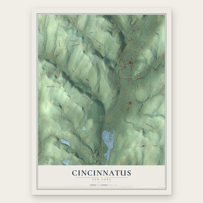 Cincinnatus, New York map print, the full design