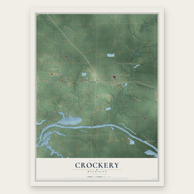 Crockery, Michigan map print, the full design