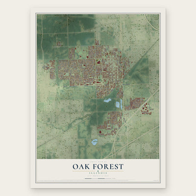 Oak Forest, Illinois map print, the full design