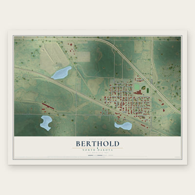 Berthold, North Dakota map print, the full design