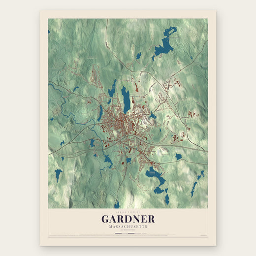 Gardner, Massachusetts map print, the full design