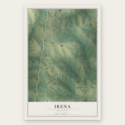 Irena, Missouri map print, the full design