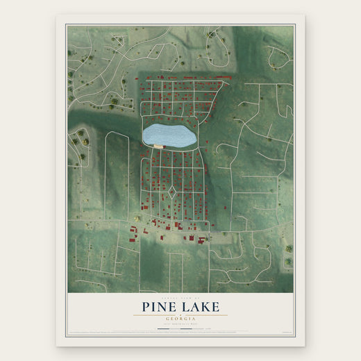 Pine Lake, Georgia map print, the full design