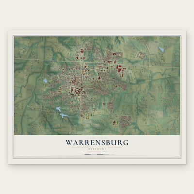 Warrensburg, Missouri map print, the full design