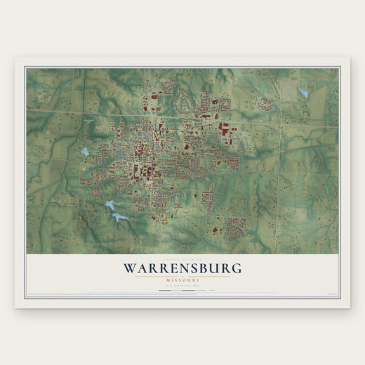Warrensburg, Missouri map print, the full design