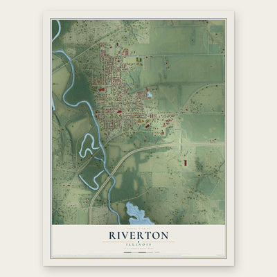 Riverton, Illinois map print, the full design