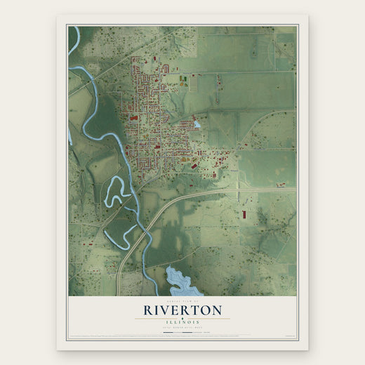Riverton, Illinois map print, the full design