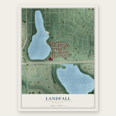 Landfall, Minnesota map print, the full design