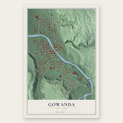 Gowanda, New York map print, the full design
