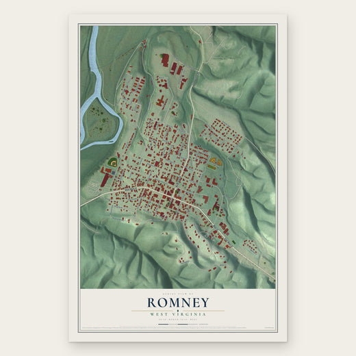 Romney, West Virginia map print, the full design