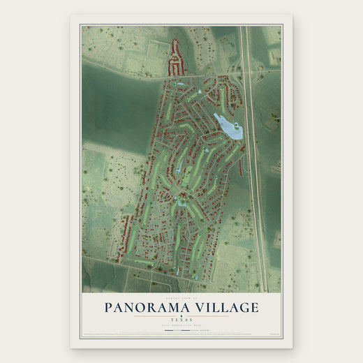 Panorama Village, Texas map print, the full design