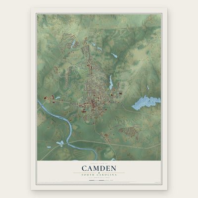 Camden, South Carolina map print, the full design