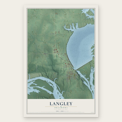 Langley, Oklahoma map print, the full design