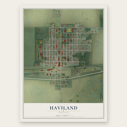 Haviland, Kansas map print, the full design