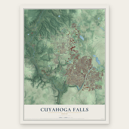 Cuyahoga Falls, Ohio map print, the full design