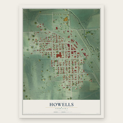 Howells, Nebraska map print, the full design