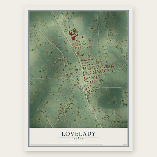 Lovelady, Texas map print, the full design