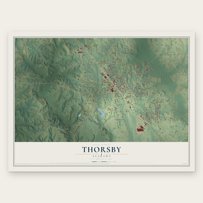Thorsby, Alabama map print, the full design