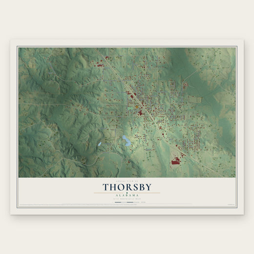 Thorsby, Alabama map print, the full design