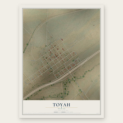 Toyah, Texas map print, the full design