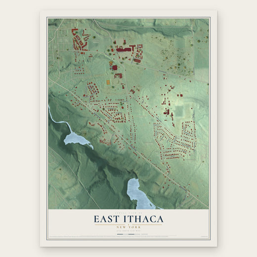 East Ithaca, New York map print, the full design