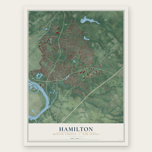 Hamilton, Mercer County, New Jersey map print, the full design