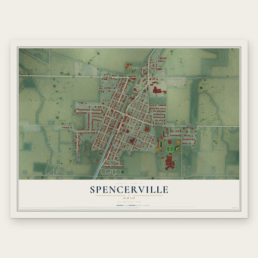 Spencerville, Ohio map print, the full design