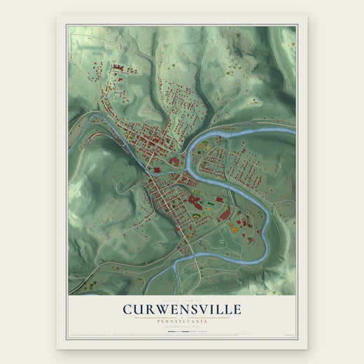 Curwensville, Pennsylvania map print, the full design