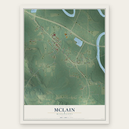 McLain, Mississippi map print, the full design