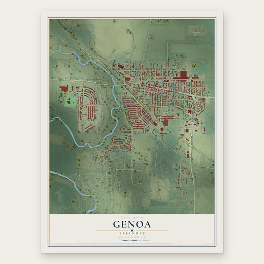 Genoa, Illinois map print, the full design