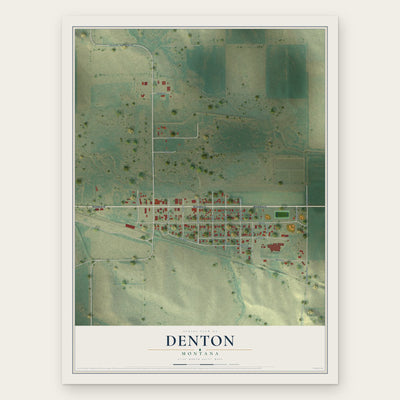 Denton, Montana map print, the full design