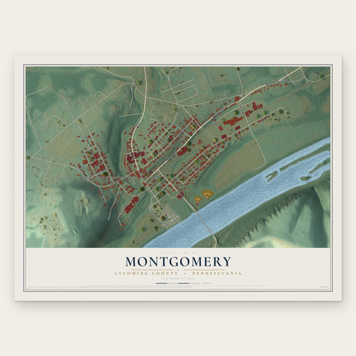 Montgomery, Lycoming County, Pennsylvania map print, the full design