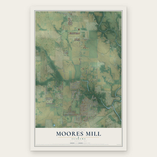 Moores Mill, Alabama map print, the full design