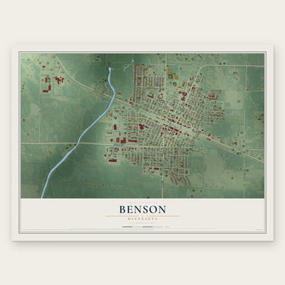 Benson, Minnesota map print, the full design