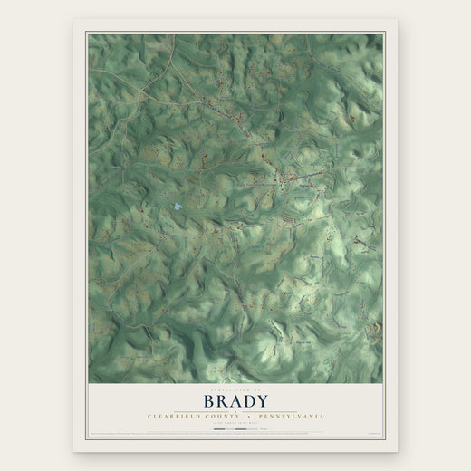 Brady, Clearfield County, Pennsylvania map print, the full design