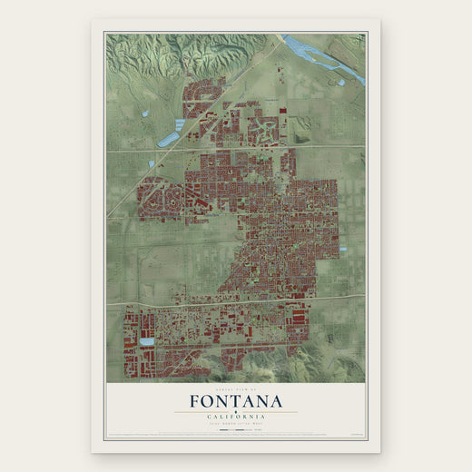 Fontana, California map print, the full design
